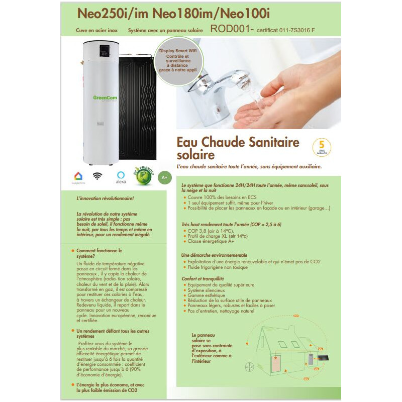 NEO200ic SMART – Ballon Solaire GREENCOM 200L + Panneau Solaire