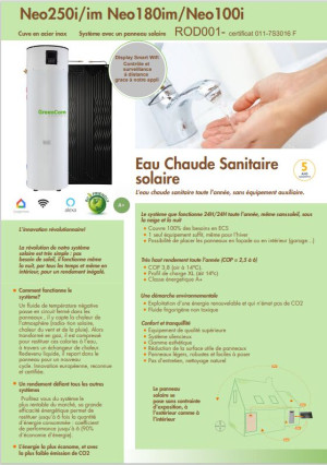 NEO200ic SMART – Ballon Solaire GREENCOM 200L + Panneau Solaire