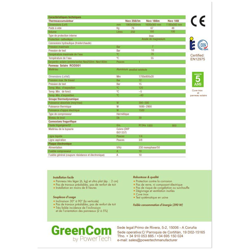 NEO200ic SMART – Ballon Solaire GREENCOM 200L + Panneau Solaire