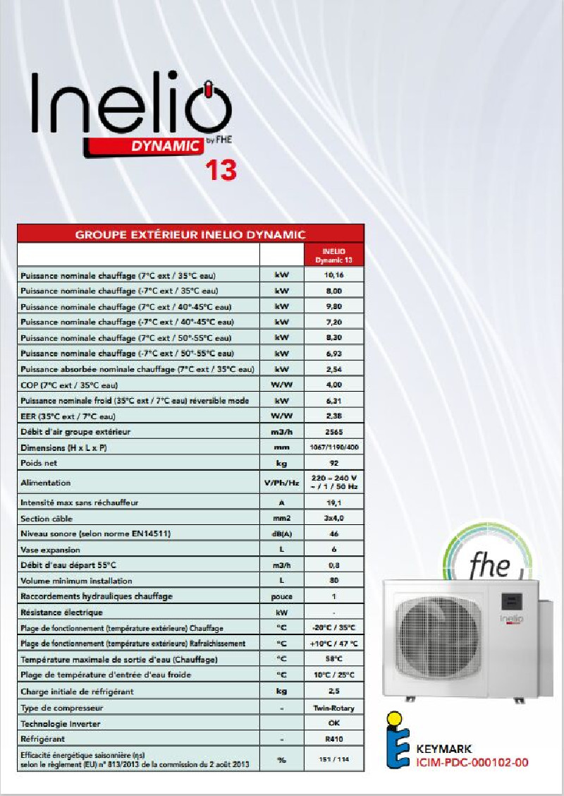 PAC FHE INELIO 13 Monobloc 11 kW Triphasé