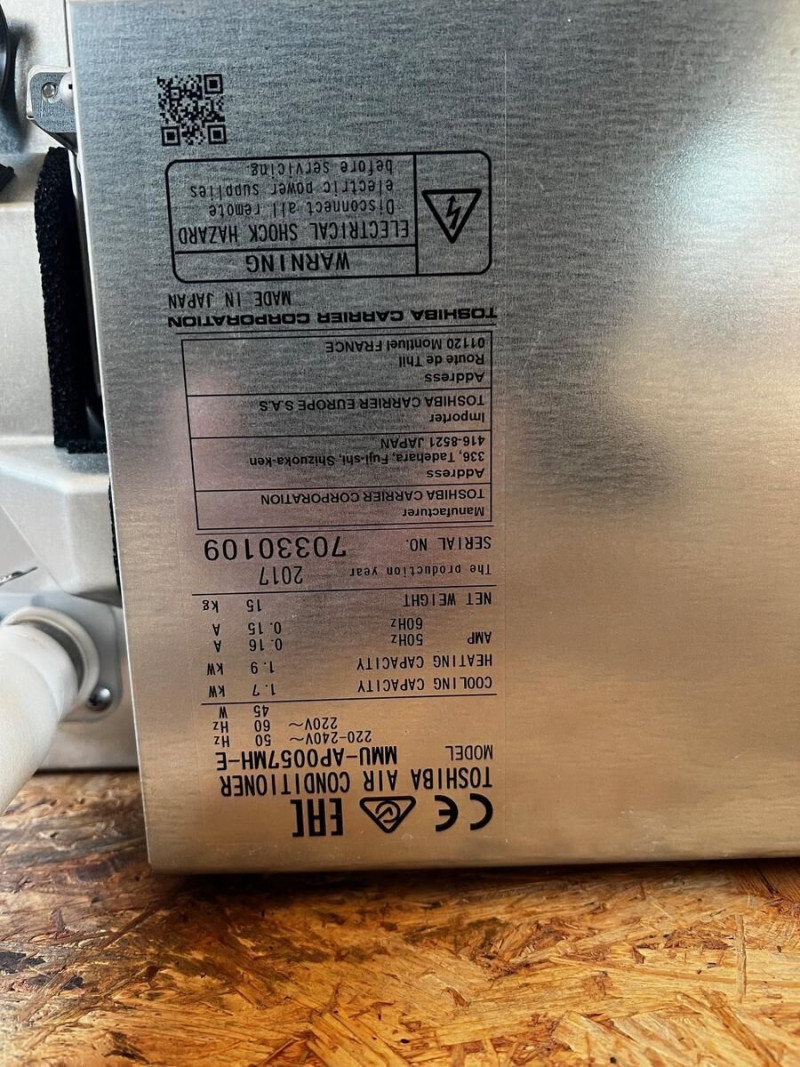 CASSETTE TOSHIBA MMU-AP0057MH-5 1.7 kw + Façade