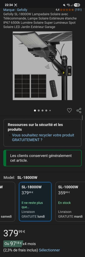 Lampe solaire avec télécommande