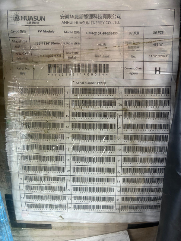 Panneaux Huasun 455w