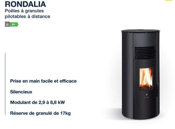 Poêle à granulés DE DIETRICH Rondalia PPAR 7 KW LB97 noir NEUF