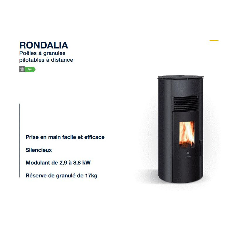 Poêle à granulés DE DIETRICH Rondalia PPAR 7 KW LB97 noir NEUF