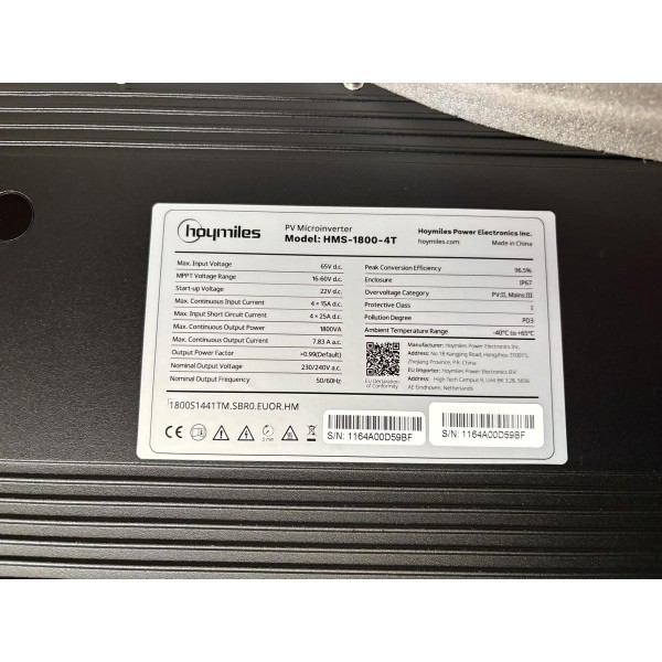 Micro onduleur Hoymiles 4 panneaux 1800va