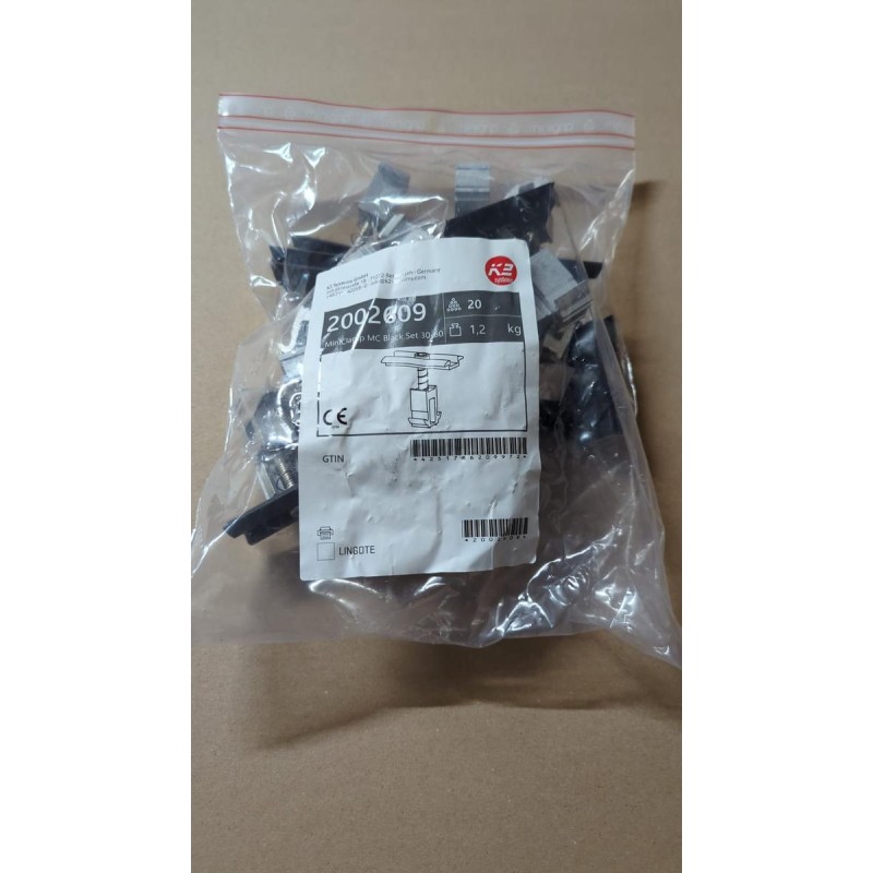 Bride intermédiaire / pince centrale photovoltaïque K2 Systems 2002609 – MiniClamp 30-50 mm, noir anodisé