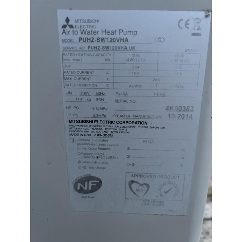 A vendre Pompe à chaleur air/eau Mitsubishi Electric Ecodan