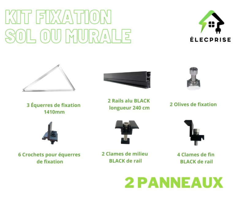 Fixation au sol – 2 panneaux photovoltaïques