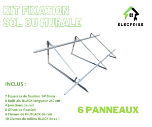 Kit fixation au sol – 6 panneaux photovoltaïques