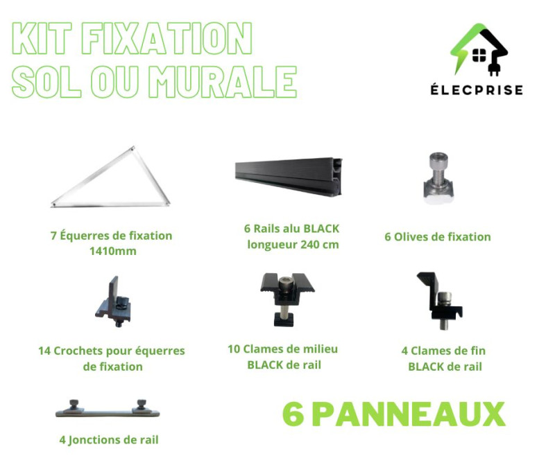 Kit fixation au sol – 6 panneaux photovoltaïques