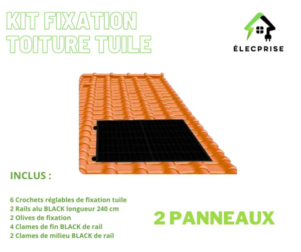 Kit fixation toiture tuile – 2 panneaux photovoltaïques