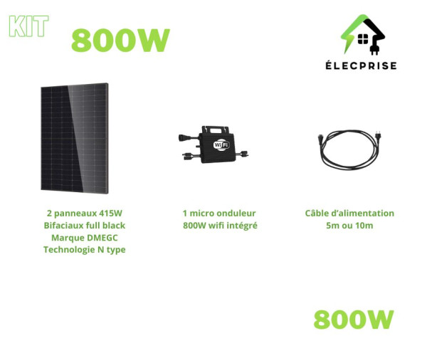 Kit solaire plug & play 800W – support au sol (2 panneaux)