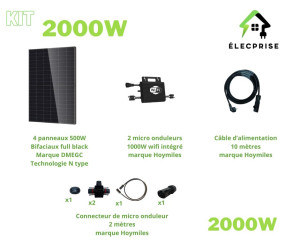 Kit solaire plug & play 2000W – support au sol (4 panneaux)
