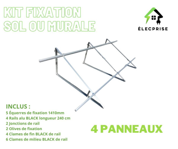 Kit solaire plug & play 2000W – support au sol (4 panneaux)