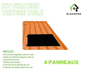Kit solaire plug & play 2000W – support toiture tuile (4 panneaux)