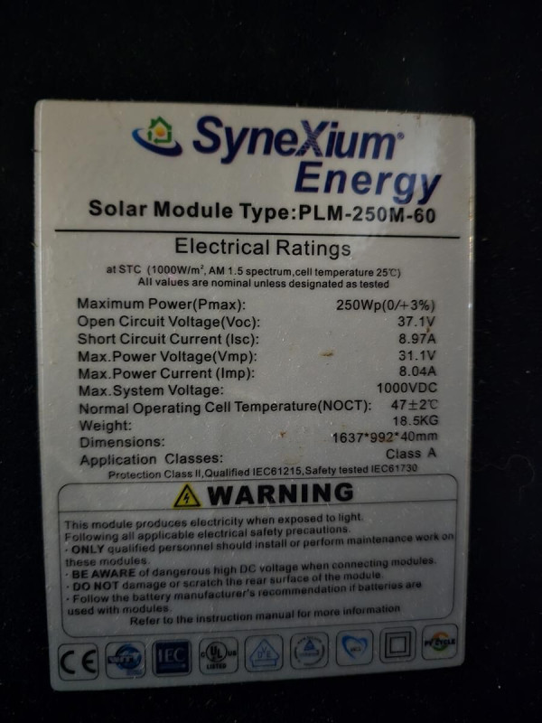 8 panneaux 250w - FULL BLACK - SyneXium ENERGY