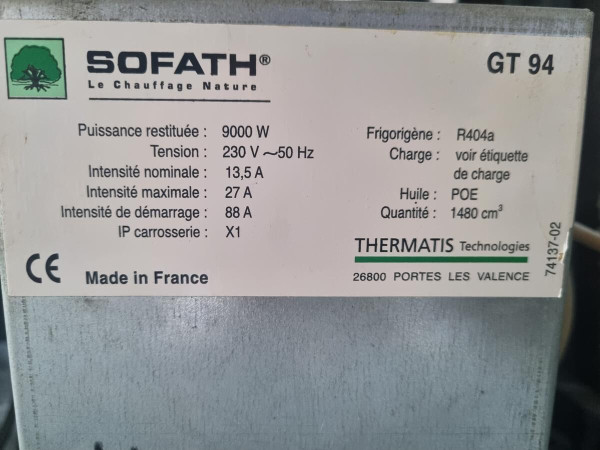 Pompe à chaleur Sofath (gaz/gaz)